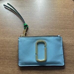 Marc Jacobs Blue and Green Wallet With Gold Hardware